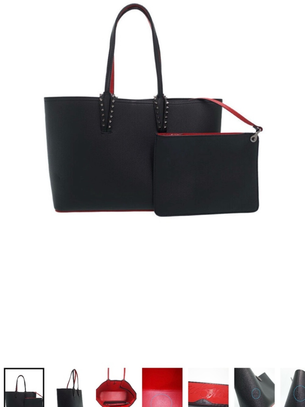 Christian Louboutin Black Tote with Red Trim and Removable Pouch